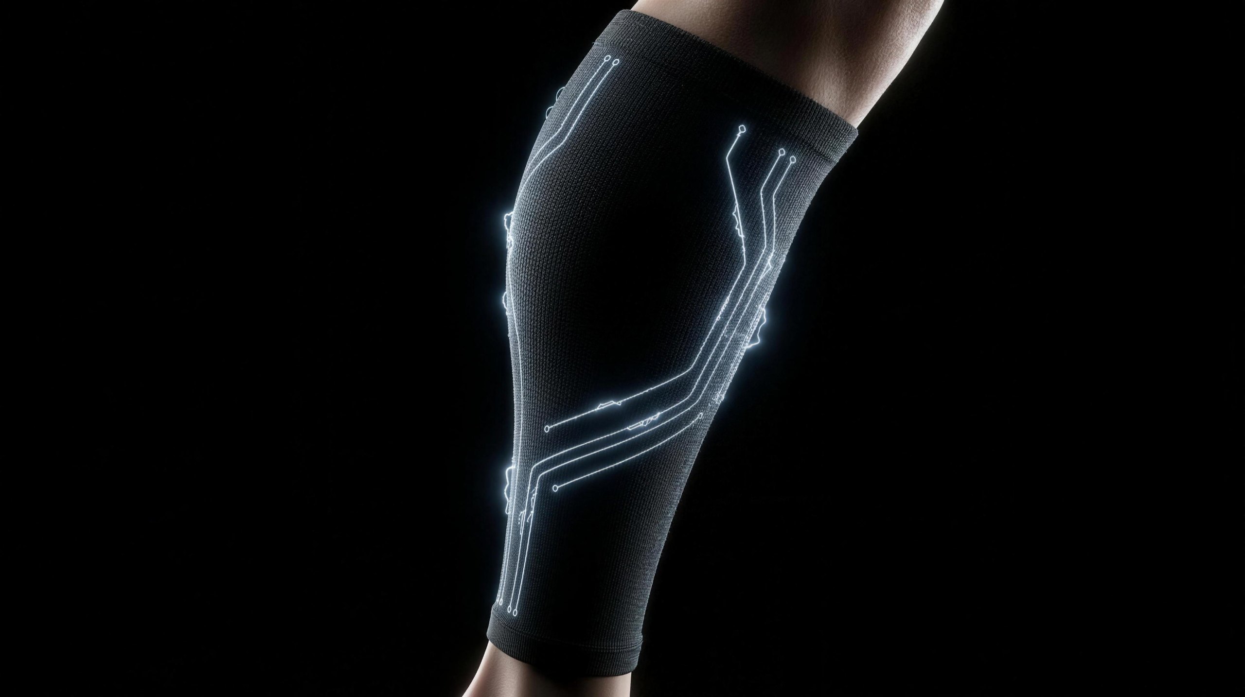 WE-STIM sleeve activating on the calf